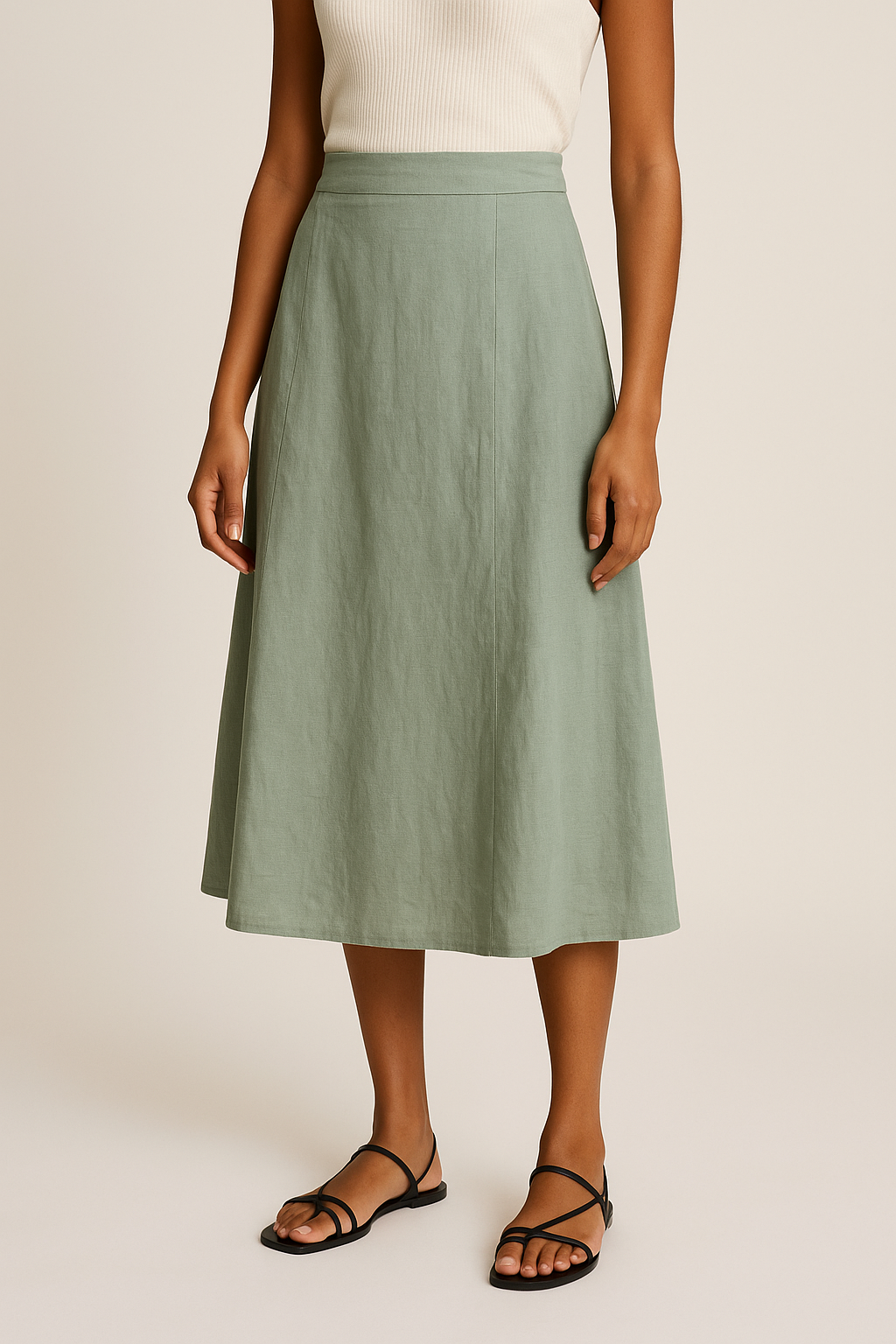 Esme | Linen-Blend Midi Skirt